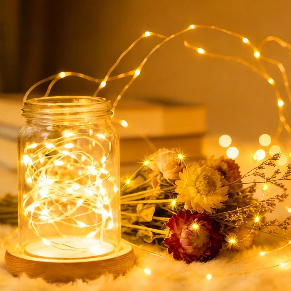Warm White LED Fairy String Lights USB Powered with‎ Remote 8 Modes Dimmable